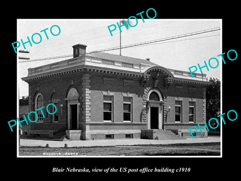 OLD LARGE HISTORIC PHOTO OF BLAIR NEBRASKA, US POST OFFICE BUILDING c1910