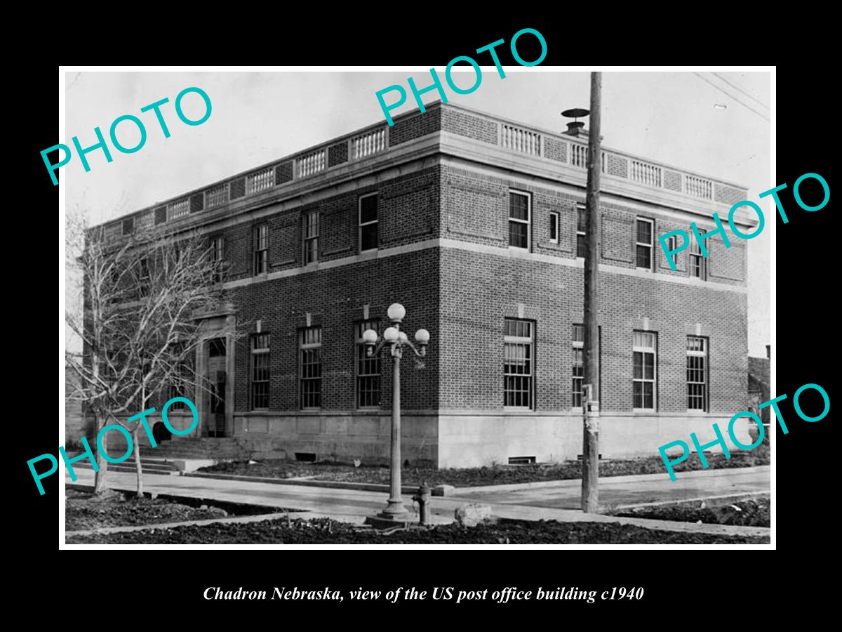 OLD LARGE HISTORIC PHOTO OF CHADRON NEBRASKA, US POST OFFICE BUILDING c1940