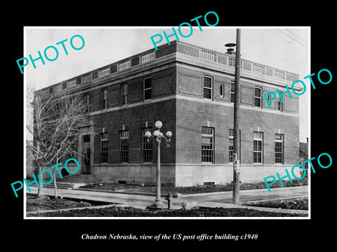 OLD LARGE HISTORIC PHOTO OF CHADRON NEBRASKA, US POST OFFICE BUILDING c1940