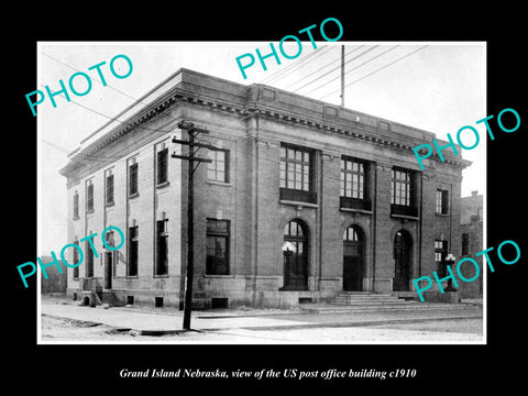 OLD LARGE HISTORIC PHOTO OF GRAND ISLAND NEBRASKA, US POST OFFICE BUILDING c1910