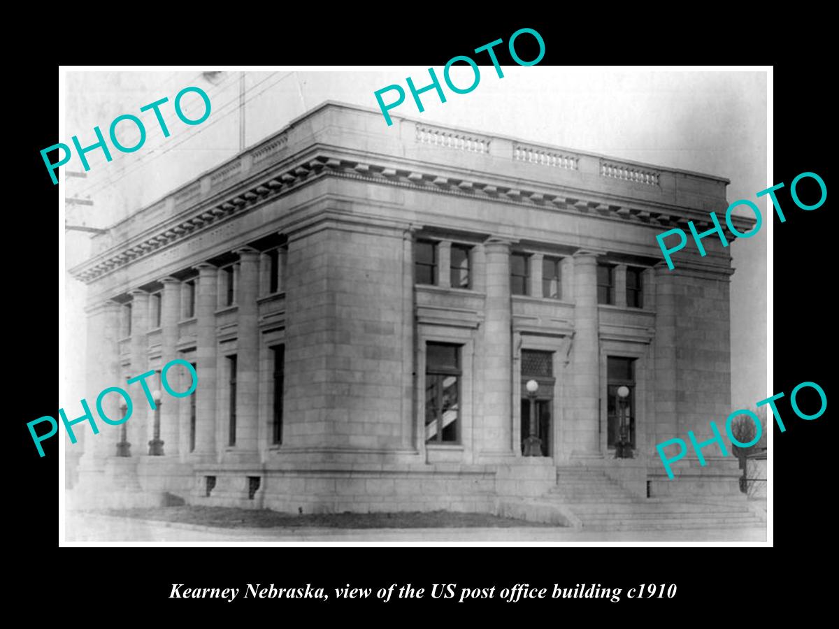 OLD LARGE HISTORIC PHOTO OF KEARNEY NEBRASKA, US POST OFFICE BUILDING c1910