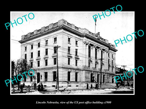 OLD LARGE HISTORIC PHOTO OF LINCOLN NEBRASKA, US POST OFFICE BUILDING c1900