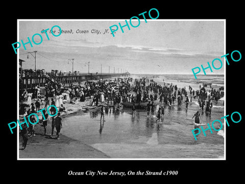 OLD LARGE HISTORIC PHOTO OF OCEAN CITY NEW JERSEY, ON THE STRAND c1900