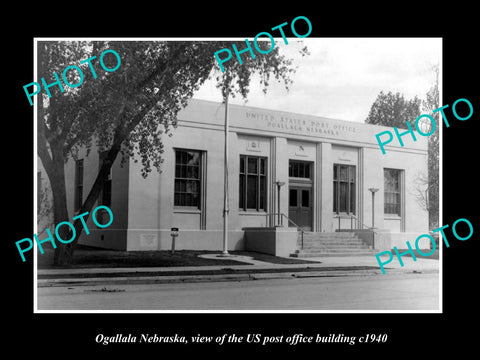 OLD LARGE HISTORIC PHOTO OF OGALLALA NEBRASKA, US POST OFFICE BUILDING c1940