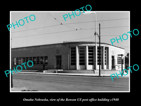 OLD LARGE HISTORIC PHOTO OF OMAHA NEBRASKA, BENSON POST OFFICE BUILDING c1940