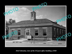 OLD LARGE HISTORIC PHOTO OF ORD NEBRASKA, US POST OFFICE BUILDING c1940