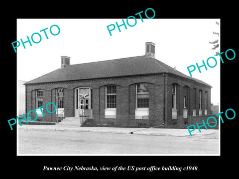 OLD LARGE HISTORIC PHOTO OF PAWNEE CITY NEBRASKA, US POST OFFICE BUILDING c1940