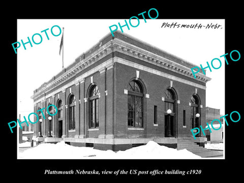 OLD LARGE HISTORIC PHOTO OF PLATTSMOUTH NEBRASKA, US POST OFFICE BUILDING c1920