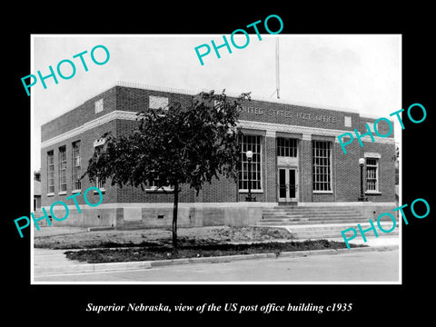 OLD LARGE HISTORIC PHOTO OF SUPERIOR NEBRASKA, US POST OFFICE BUILDING c1935