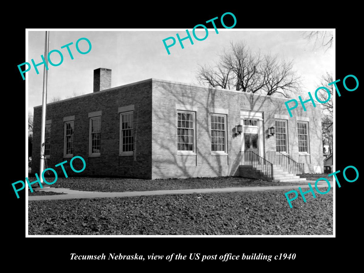 OLD LARGE HISTORIC PHOTO OF TECUMSEH NEBRASKA, US POST OFFICE BUILDING c1940