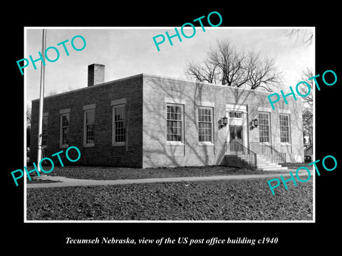 OLD LARGE HISTORIC PHOTO OF TECUMSEH NEBRASKA, US POST OFFICE BUILDING c1940