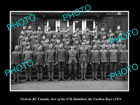 OLD LARGE HISTORIC PHOTO OF VICTORIA BC CANADA, 67th BATTALION CARIBOO BOYS 1914