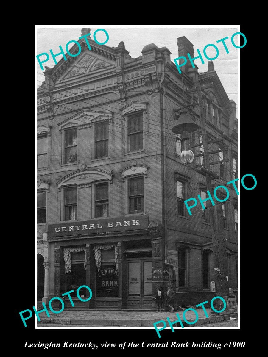 OLD LARGE HISTORIC PHOTO OF LEXINGTON KENTUCKY, THE CENTRAL BANK BUILDING c1900