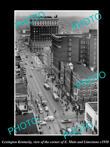 OLD LARGE HISTORIC PHOTO OF LEXINGTON KENTUCKY, MAIN & LINESTONE STREET c1950