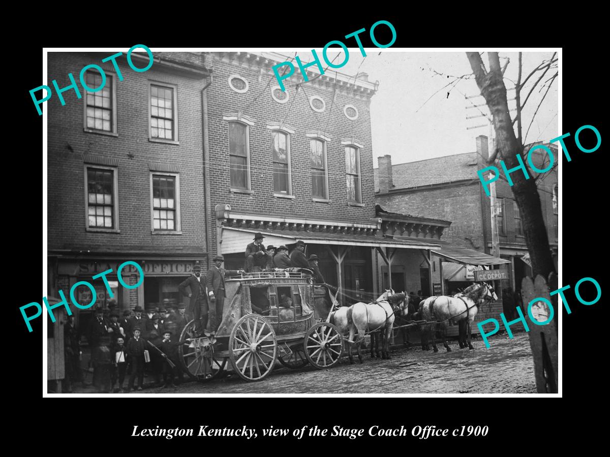 OLD LARGE HISTORIC PHOTO OF LEXINGTON KENTUCKY, THE STAGE COACH OFFICE c1900