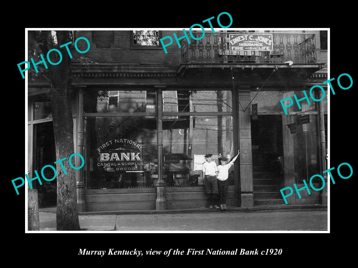 OLD LARGE HISTORIC PHOTO OF MURRAY KENTUCKY, THE FIRST NATIONAL BANK c1920