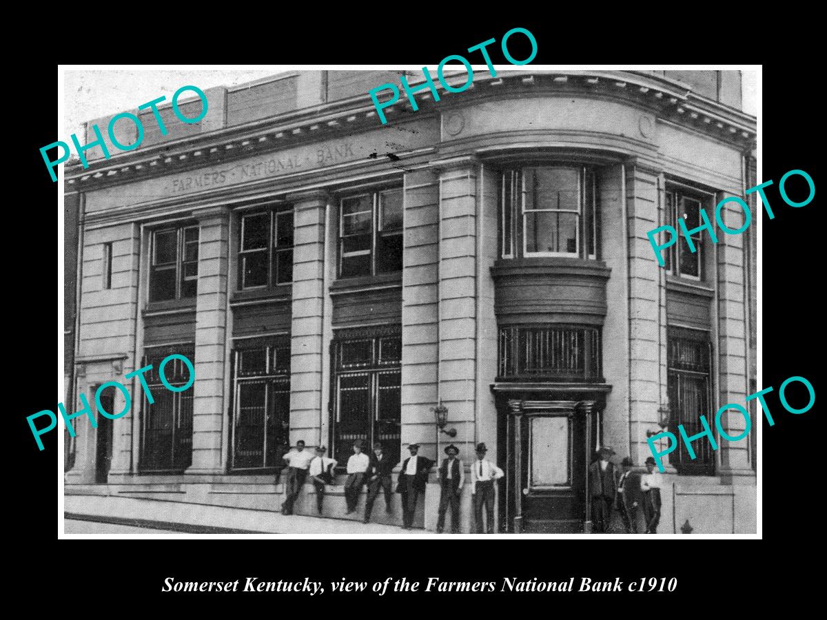 OLD LARGE HISTORIC PHOTO OF SOMERSET KENTUCKY, THE FARMERS NATIONAL BANK c1910