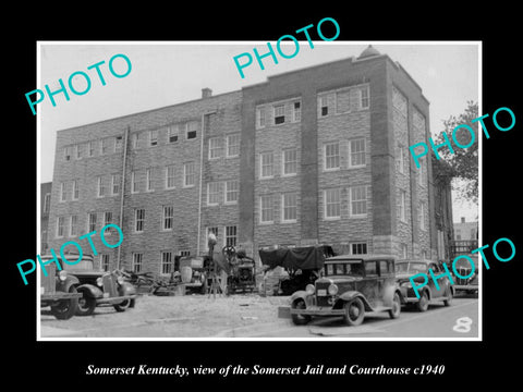 OLD LARGE HISTORIC PHOTO OF SOMERSET KENTUCKY, THE COURT HOUSE & JAIL c1940