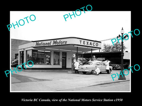 OLD LARGE HISTORIC PHOTO OF VICTORIA BC CANADA, THE NATIONAL MOTORS STATION 1950