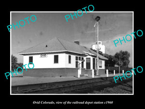 OLD LARGE HISTORIC PHOTO OF OVID COLORADO, THE RAILROAD DEPOT STATION c1960