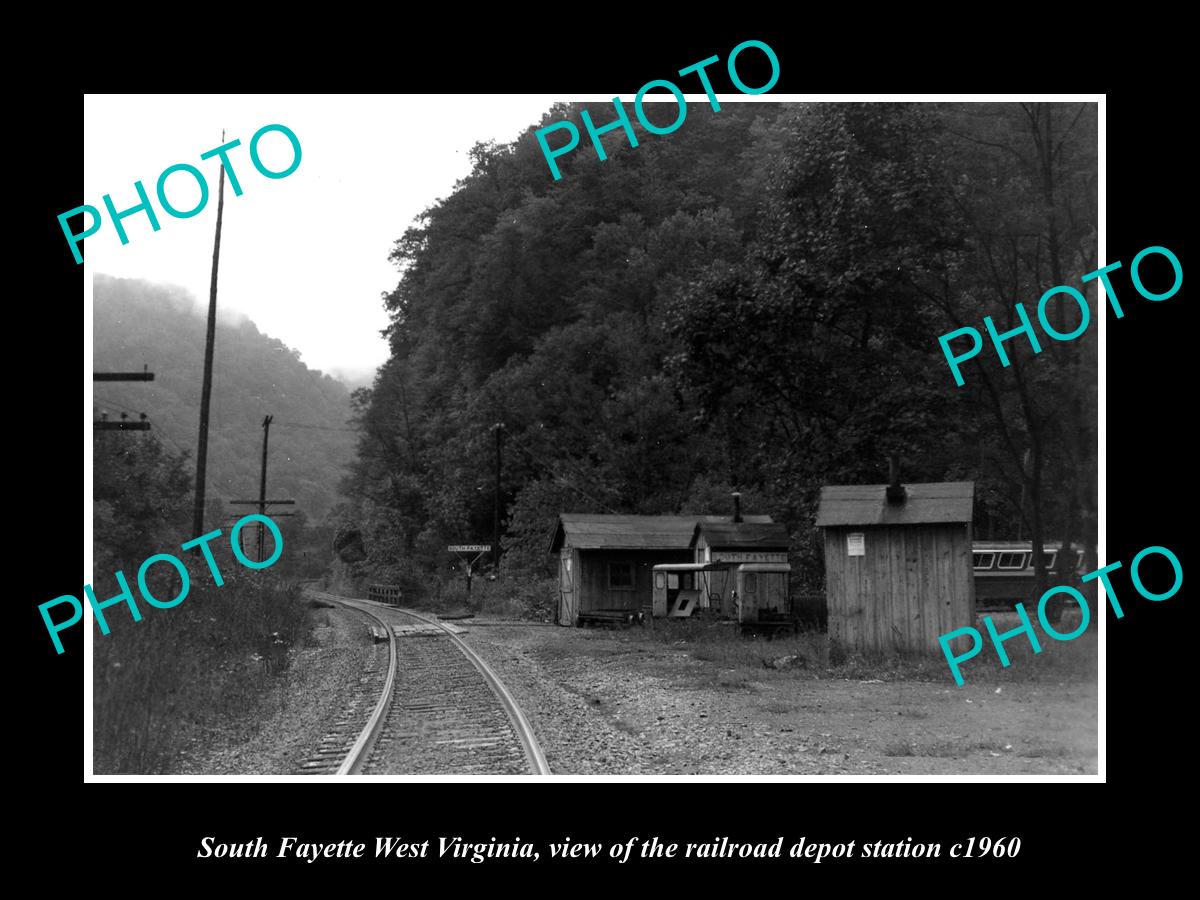 OLD LARGE HISTORIC PHOTO OF SOUTH FAYETTE WEST VIRGINIA THE RAILROAD DEPOT c1960