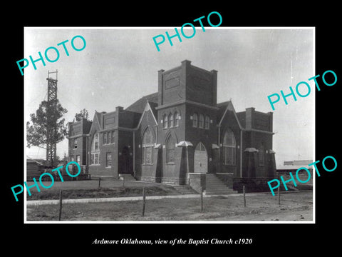 OLD LARGE HISTORIC PHOTO OF ARDMORE OKLAHOMA, VIEW OF THE BAPTIST CHURCH c1920