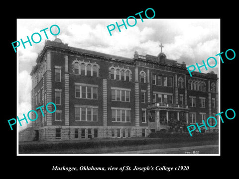 OLD LARGE HISTORIC PHOTO OF MUSKOGEE OKLAHOMA, THE ST JOSEPHS COLLEGE c1920