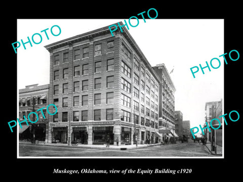 OLD LARGE HISTORIC PHOTO OF MUSKOGEE OKLAHOMA, VIEW OF THE EQUITY BUILDING c1920