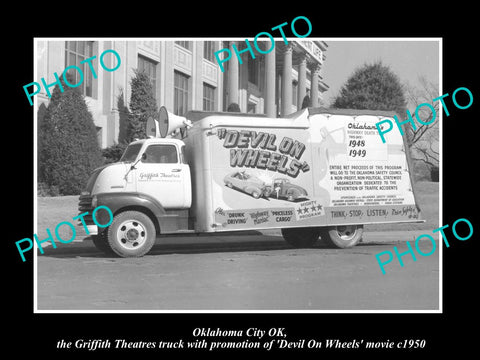 OLD LARGE HISTORIC PHOTO OF OKLAHOMA CITY OK, THE GRIFFITH THEATER TRUCK c1950