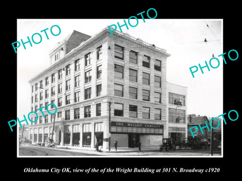 OLD LARGE HISTORIC PHOTO OF OKLAHOMA CITY OK, VIEW OF THE WRIGHT BUILDING c1920