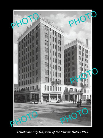 OLD LARGE HISTORIC PHOTO OF OKLAHOMA CITY OK, VIEW OF THE SKIRVIN HOTE c1910