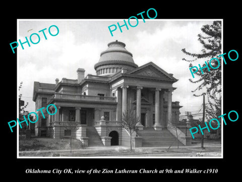 OLD LARGE HISTORIC PHOTO OF OKLAHOMA CITY OK, THE ZION LUTHEREN CHURCH c1910