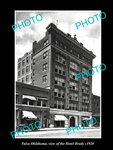 OLD LARGE HISTORIC PHOTO OF TULSA OKLAHOMA, VIEW OF THE HOTEL BRADY c1920