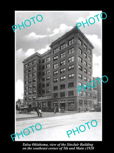 OLD LARGE HISTORIC PHOTO OF TULSA OKLAHOMA, VIEW OF THE SINCLAIR BUILDING c1920