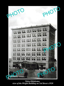 OLD LARGE HISTORIC PHOTO OF TULSA OKLAHOMA, VIEW OF THE WRIGHT BUILDING c1920