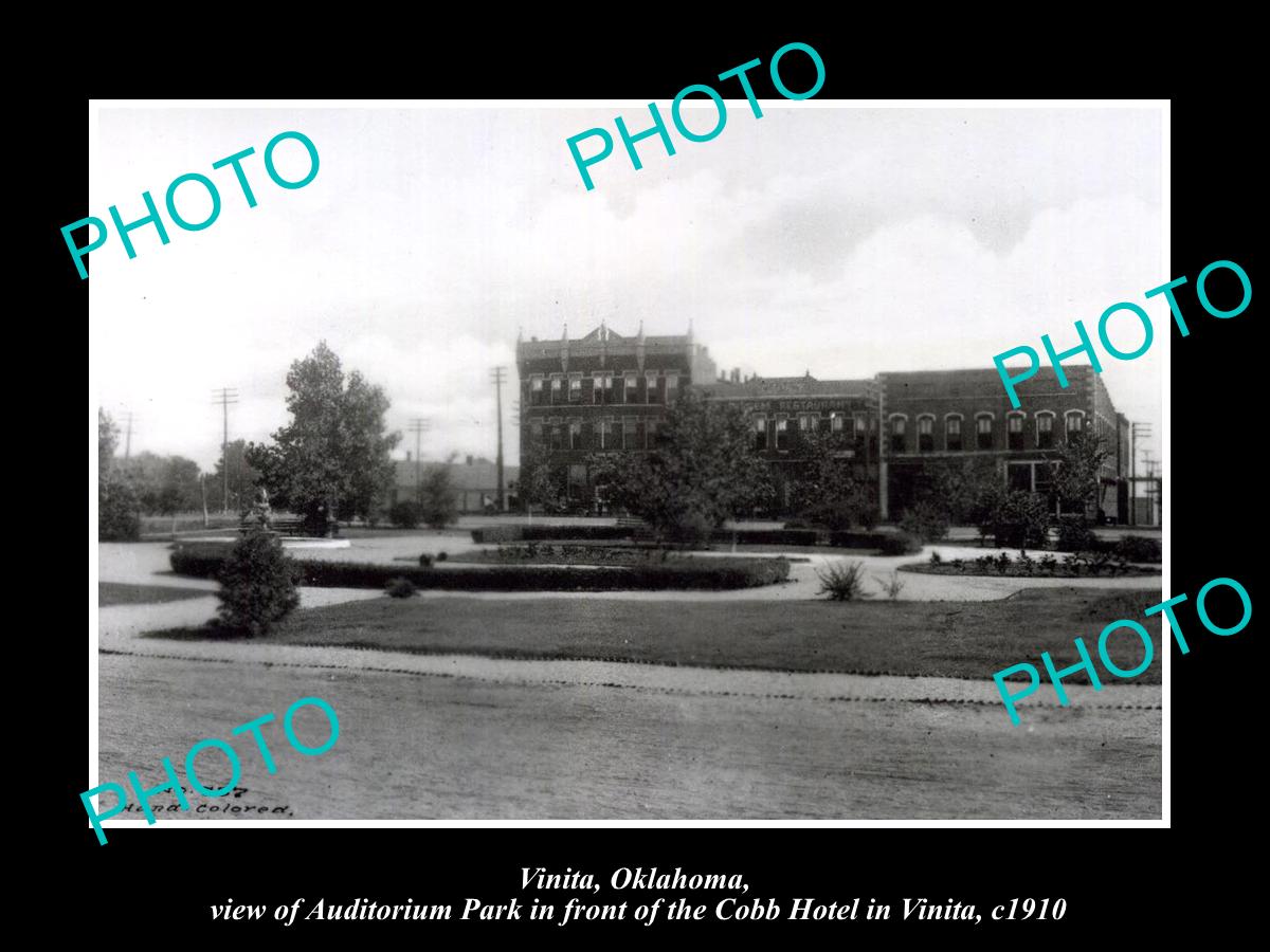 OLD LARGE HISTORIC PHOTO OF VINITA OKLAHOMA, VIEW OF THE COBB HOTEL c1910