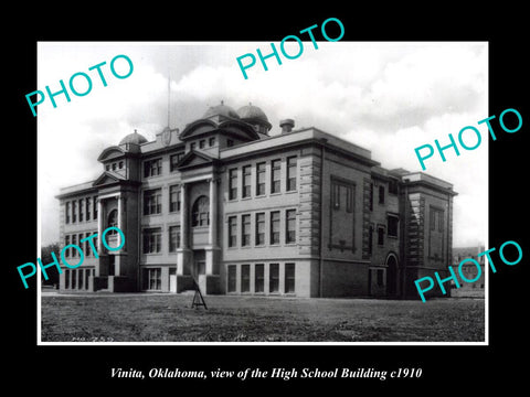 OLD LARGE HISTORIC PHOTO OF VINITA OKLAHOMA, VIEW OF THE HIGH SCHOOL c1910