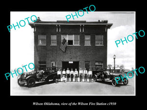 OLD LARGE HISTORIC PHOTO OF WILSON OKLAHOMA, THE FIRE DEPARTMENT STATION c1930