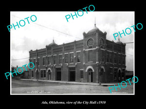 OLD LARGE HISTORIC PHOTO OF ADA OKLAHOMA, VIEW OF CITY HALL BUILDING c1910