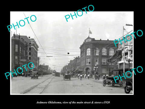 OLD LARGE HISTORIC PHOTO OF ARDMORE OKLAHOMA, THE MAIN STREET & STORES c1920