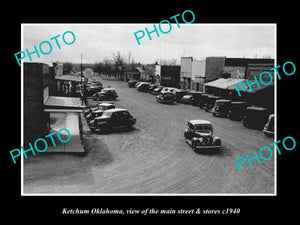 OLD LARGE HISTORIC PHOTO OF KETCHUM OKLAHOMA, THE MAIN STREET & STORES c1940