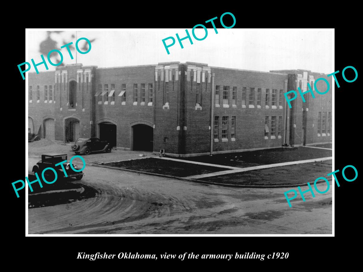 OLD LARGE HISTORIC PHOTO OF KINGFISHER OKLAHOMA, THE ARMOURY BUILDING c1920