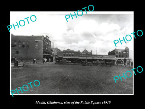 OLD LARGE HISTORIC PHOTO OF MADILL OKLAHOMA, VIEW OF THE PUBLIC SQUARE c1910