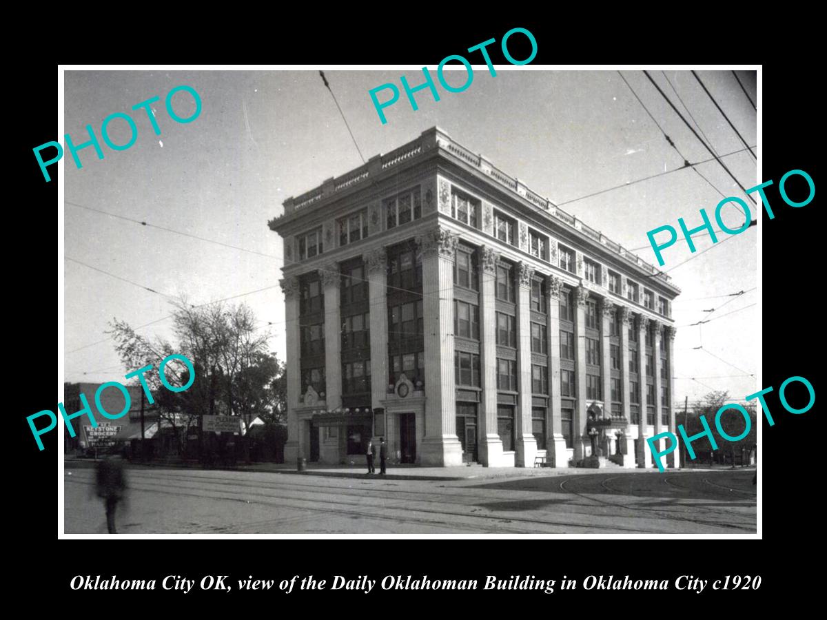 OLD LARGE HISTORIC PHOTO OF OKLAHOMA CITY OK, THE DAILY OKLAHOMA BUILDING c1920