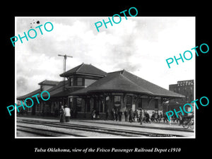 OLD LARGE HISTORIC PHOTO OF TULSA OKLAHOMA, THE FRISCO RAILROAD DEPOT c1910