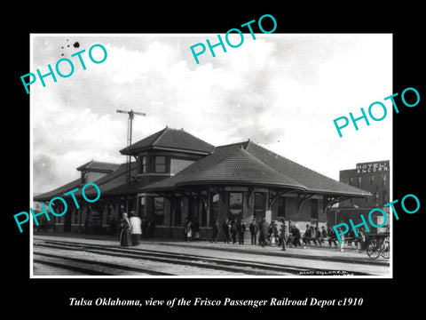 OLD LARGE HISTORIC PHOTO OF TULSA OKLAHOMA, THE FRISCO RAILROAD DEPOT c1910