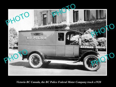 OLD LARGE HISTORIC PHOTO OF VICTORIA CANADA, BC PROVINCIAL POLICE TRUCK c1920