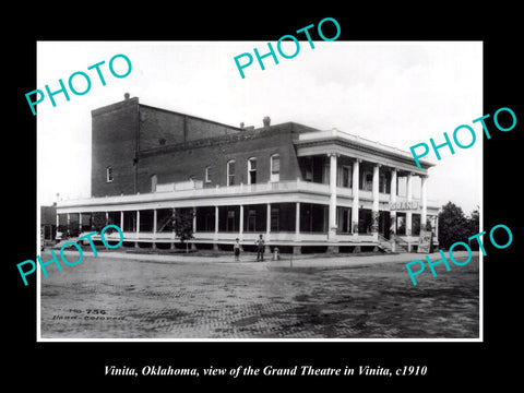 OLD LARGE HISTORIC PHOTO OF VINITA OKLAHOMA, VIEW OF THE GRAND THEATER c1910