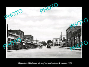 OLD LARGE HISTORIC PHOTO OF WAYNOKA OKLAHOMA, THE MAIN STREET & STORES c1920