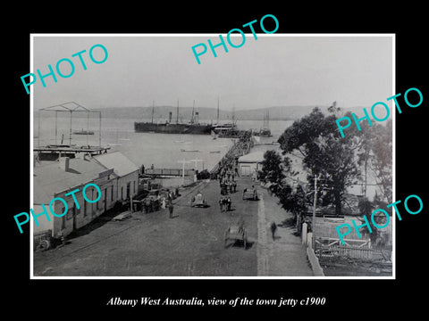 OLD LARGE HISTORIC PHOTO OF ALBANY WEST AUSTRALIA, VIEW OF THE TOWN JETTY c1900